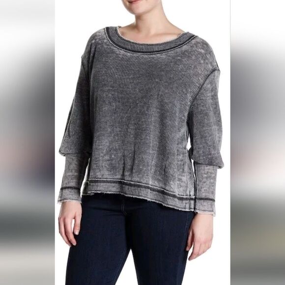 Melrose and Market Waffle Knit Thermal Distressed Burnout Top Medium M - Picture 1 of 9